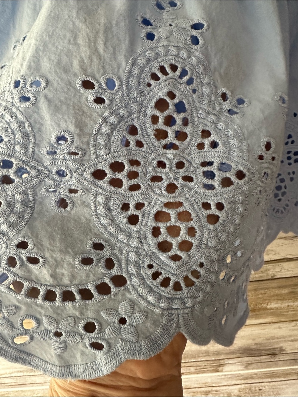 ๐ NWT Time & Tru Eyelet Trim Midi Skirt Blue Cotton Size 22 XXXL Pockets - Picture 2 of 11